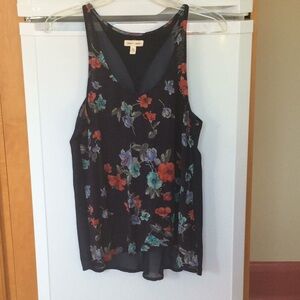 Tank Cami Floral Semi Sheer Top
